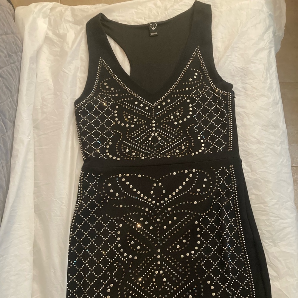 Size medium black dress with silver studs